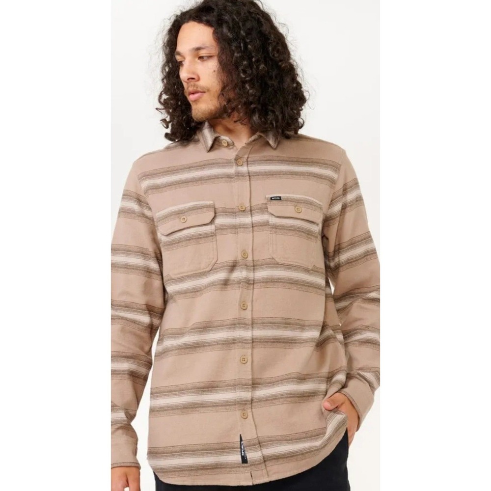 Rip Curl Steaz Flannel Shirt Mens Medium Stripe Long Sleeve New Streetwear
